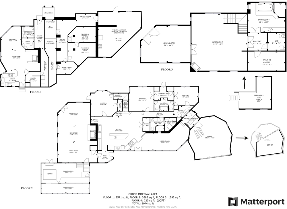 Heavenly Retreat Matterport complete floor plans - 1000px