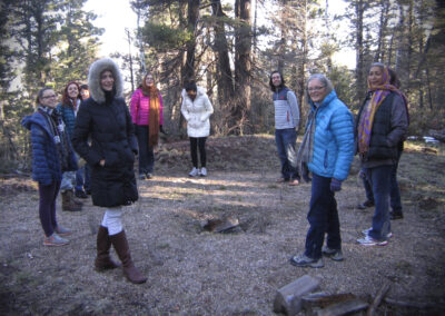 A women’s retreat, preparing to celebrate Fall Equinox and a new tipi space at dawn.