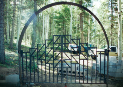 The custom-designed and forged steel garden gate.